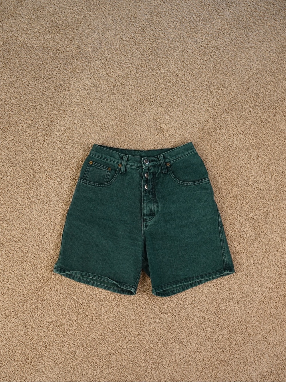 Zena Denim High-Rise Dark Green Denim Jean Shorts for Women